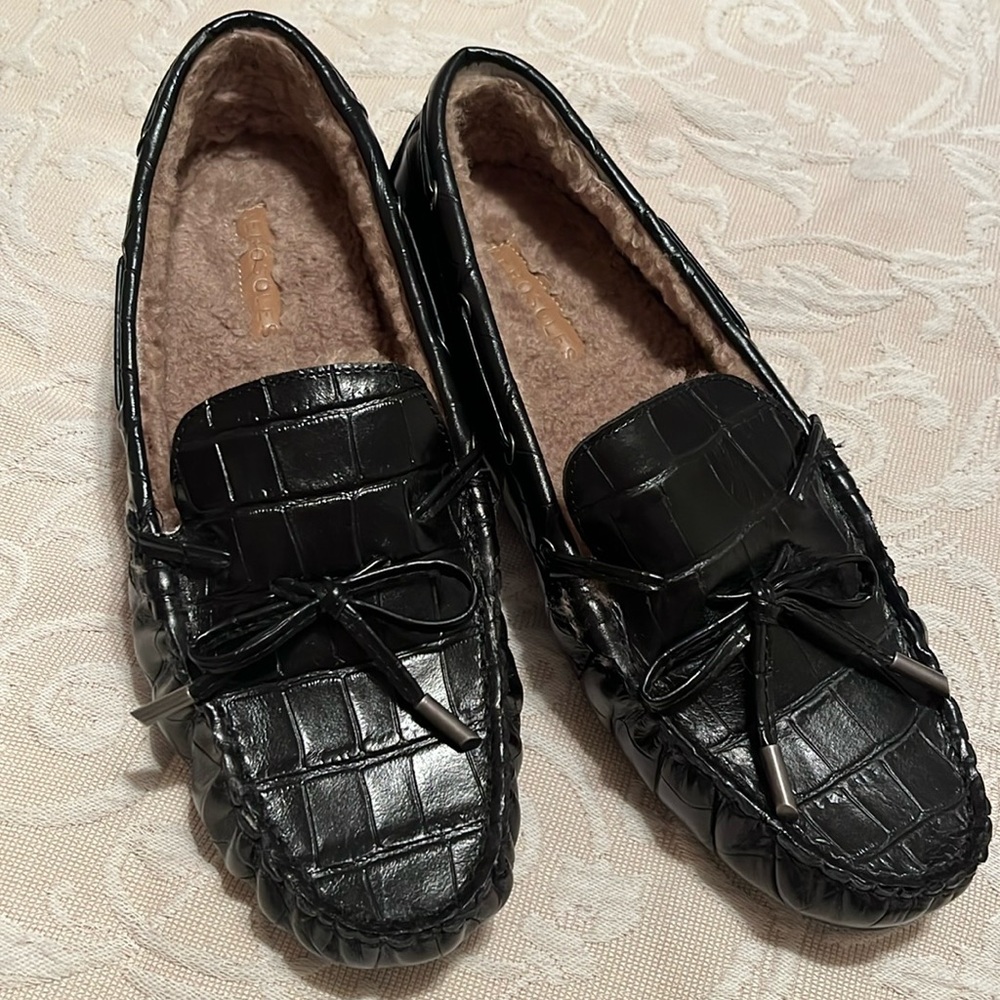 Aerosoles faux fur winter boater leather loafers New size 8.5